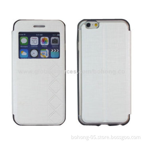 "十”press grain leather holder case with bottom PU for iPhone 6